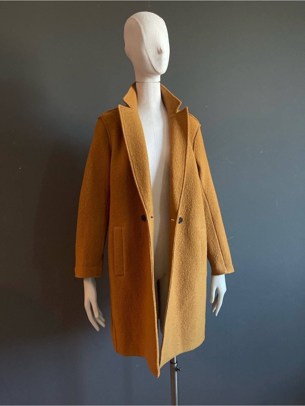 J.Crew Daphne 100% Italian Boiled Wool Mustard Gold Double Breasted Coat Size 6